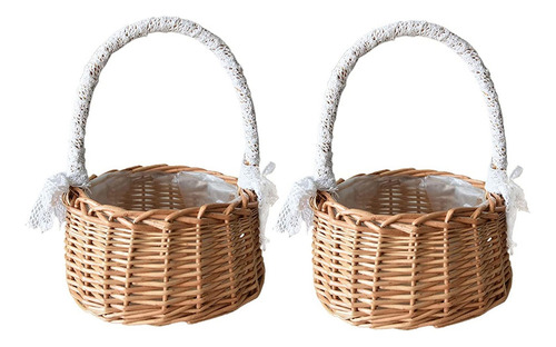 2 Cestas De Almacenamiento Tejidas Con Asa, Bolsa De Boda Pa