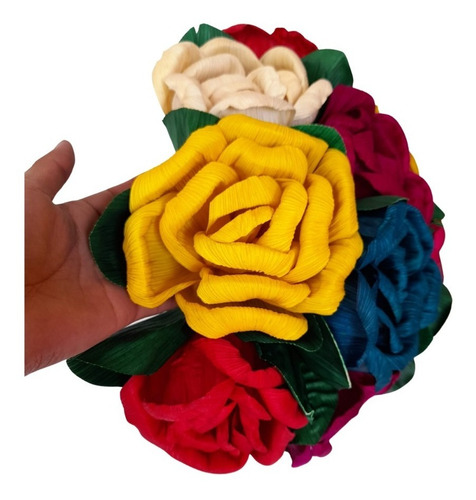 24 Ramos D Flores (rosas) De Hoja De Maiz 12pz