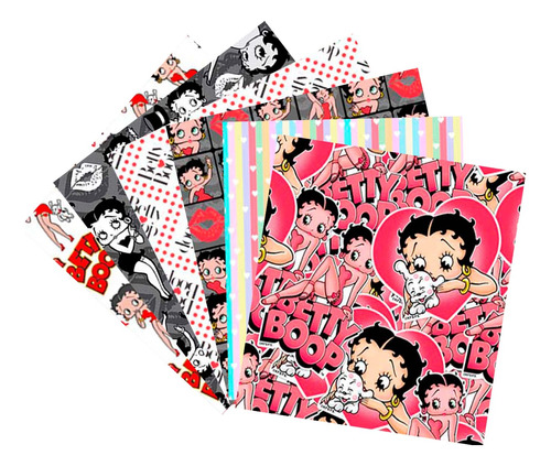 6 Cortes P Patchwork 20x20 Retazos Tela Betty Boop Gabardina