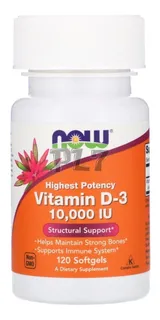 Vitamina D3 10,000 Ui 120 Softgels Now Foods Pronta Entrega