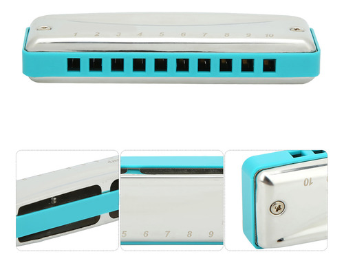 Harmonica De Resina Abs Azul Blues 10 Furos Mouthorgan Bb Ke