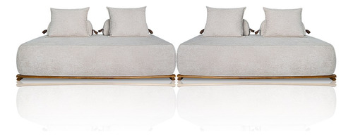 Sofá 6 Lugares Ilha 2 Módulos 200cm Viero S06 Bouclê Bege Cor Creme
