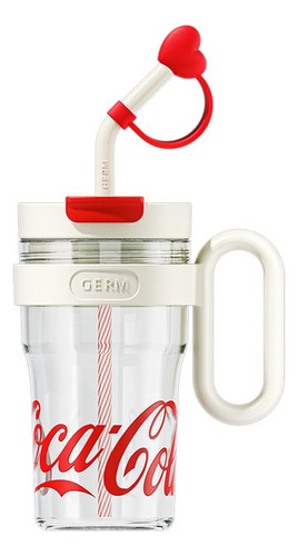 Cocacola Vaso De Plástico Transparente Con Tapa 800ml De Tritan Alimenticio Con Asa Y Popote Para Bebidas Frías Y Calientes Rojo