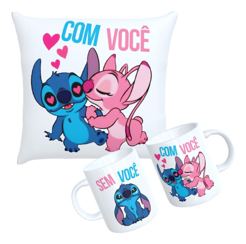  Presente Romântico Lillo Stich Namorados Caneca+almofada