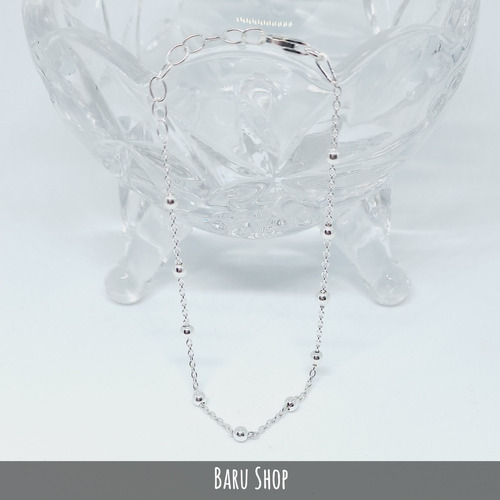 Imagen 4 de 7 de Pulsera De Plata 925 Regulable Eslabón Forcet Con Bolitas.