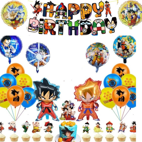 Set Decorativo Con Globos Para Cumpleaños Dragon Ball