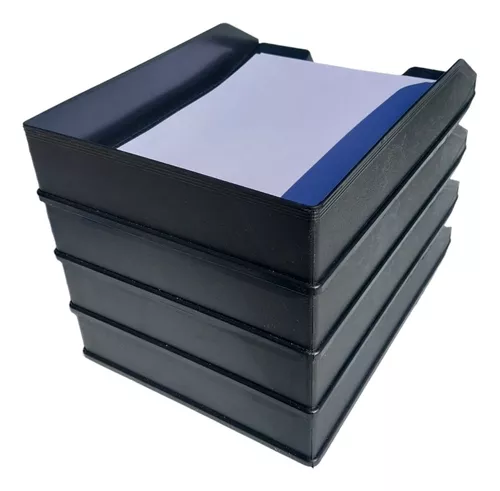 1InTheOffice Organizador de bandejas de papel apilables, bandeja de  plástico para cartas, bandeja de escritorio de oficina, color negro  (paquete de 4)