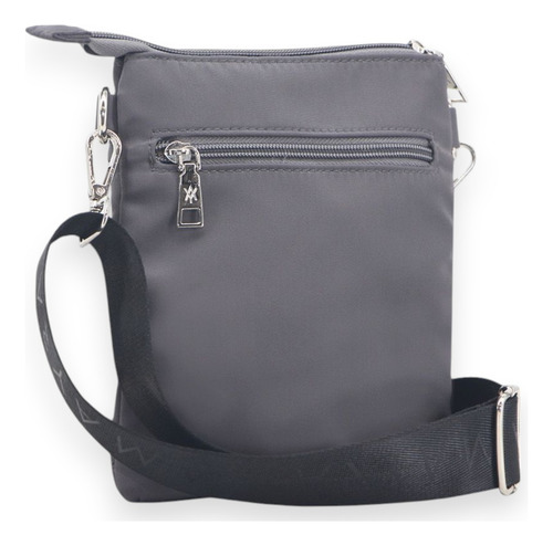 Cartera Morral Bandolera Amayra, Bolso Con Cierre Y Estilo Gris 17x21x1 Tela