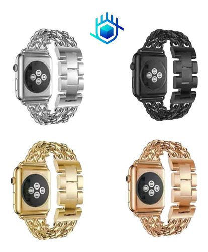 Imagen 10 de 10 de Correa Extensible Cadena + Mica Para Apple Watch Metal Lujo