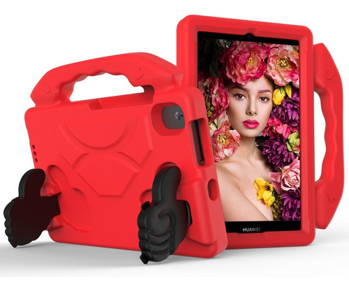 Funda  Para Lenovo Smart Tab M8 Niños Ok Goma Rudo Manitas Color Rojo