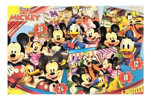 Puzzle Rompecabeza 4 En 1 Mickey Disney Jr Tapimovil 