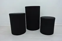 Comprar Capa Pu002F Trio De Mesas Cilindro Cor Lisa Em Tecido Decoração Cor Preto