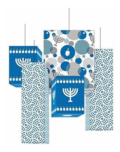 Zion Judaica Hanukkah - Juego De 5 Farolillos Cuadrados Para