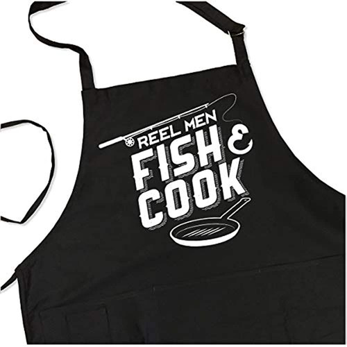 Reel Men Fish Y Cook Bbq Grill Delantal Delantal De Pesca Di