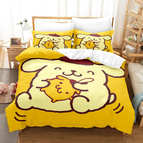 Funda De Edredón Pompompurin Juego De Ropa De Cama De Anime