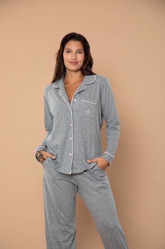 Pijama Mujer En Jersey Algodón Camisero Bianca Secreta 25522