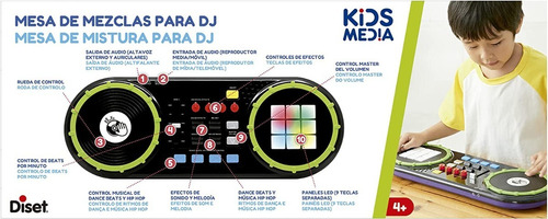 Imagen 3 de 4 de Mesa De Mezclas Musicales Dj Mixer Luz Y Sonido Para Niños Color Negro