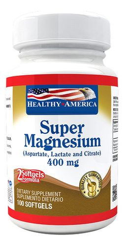 Super Magnesium X 100 Citrato De Magnesio Healthy America