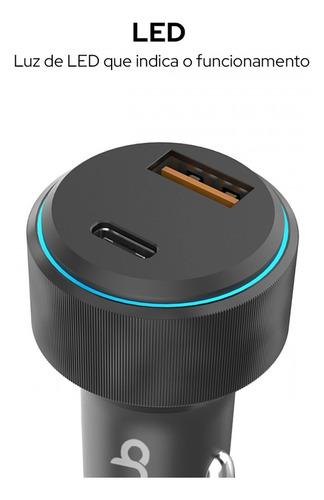 Carregador Veicular Usb-c E A Wb Turbo 48w Preto