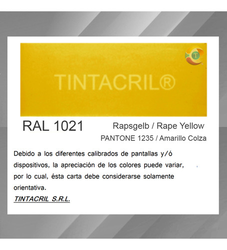 Pintura Epoxi Ral 1021 X 3.6 Lts. Amarillo Colza Brillante