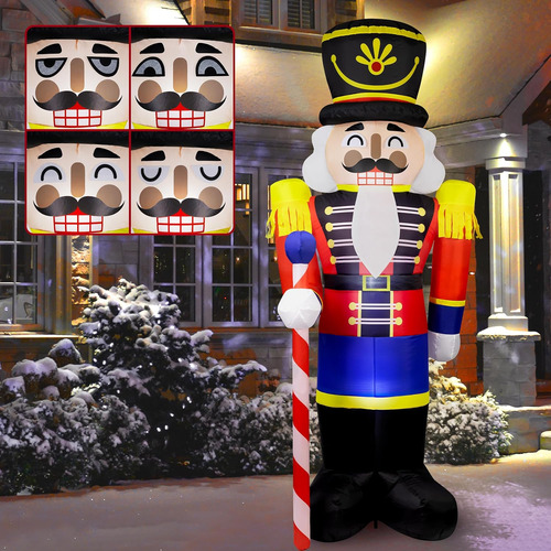 Soldado Cascanueces Inflable Navidad 2.4m Ojos Reemplazables