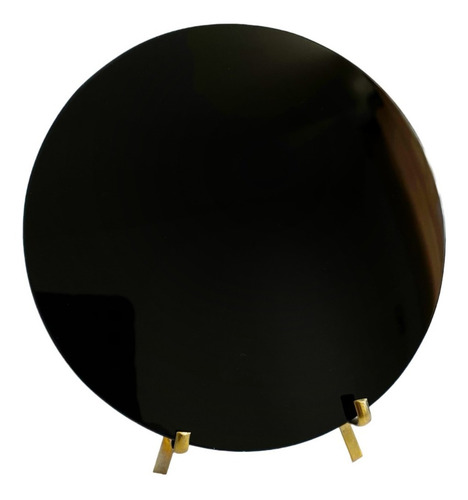 Espejo Obsidiana Negra Liso De 5 Cm Con Base