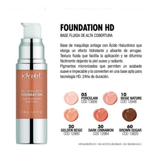 Imagen 5 de 10 de Idraet Pro Hyaluron Foundation Base Fluida Hd Make Up