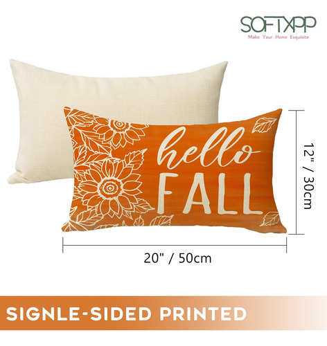 Softxpp Hello Fall Lumbar Lumbar Decorative Throw Cubierta D