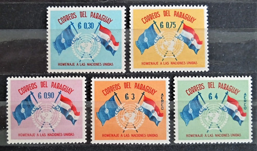 Paraguay, Serie Sc 569-71 C272-73 Nac Unidas 60 Mint L16904