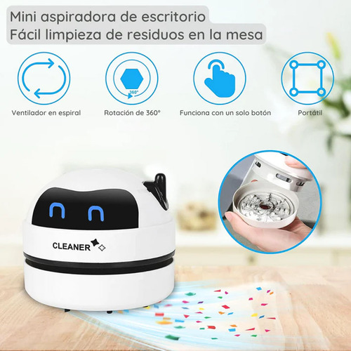 Mini Aspiradora De Escritorio Mesa Inalambrica Kimhi Recargable Usb Portatil Con Cepillo De Limpieza Para El Hogar Oficina Escuela Color Blanco