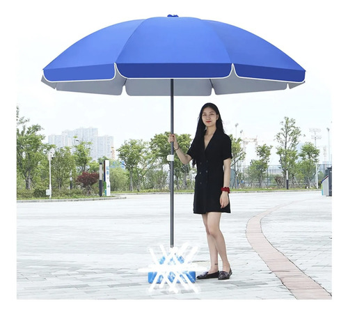 Sombrilla De Jardín O Playa 3 Metros De Díametro Azul (6 Piezas) Con Protector Uv Global Imports Sombrilla Playera Reforzada Alta Calidad Con Rompevientos