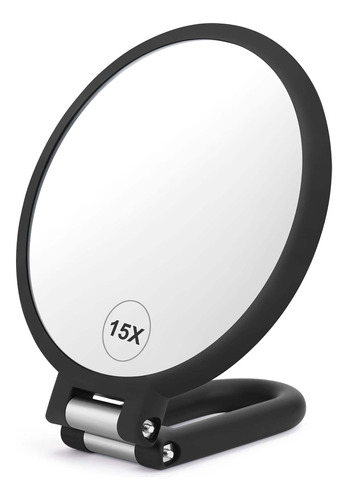 Clsevxy Magnifying Handheld Mirror Double Sided, 1x 15x Mag.