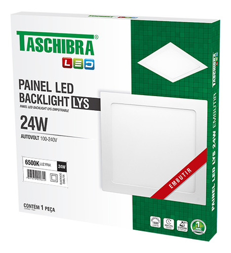 Kit 5 Painel Led 24w Embutir Quadrado 30x30 Branco Lys