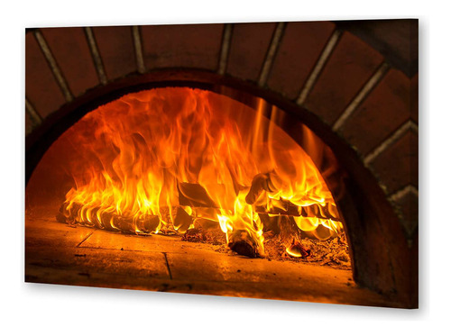 Cuadro 20x30cm Fuego Horno De Barro Cocinar Con Leña