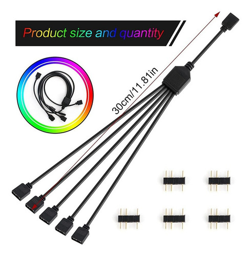 Cabo Adaptador Divisor Rgb De 2 Peças 5v 3 Pinos Para Habita