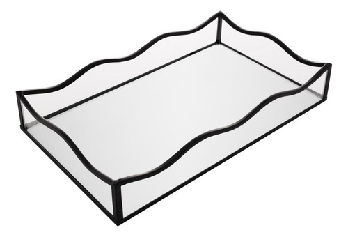 Bandeja Com Espelho Lyor Ocean 15cm X 25cm X 4cm Preta Metal