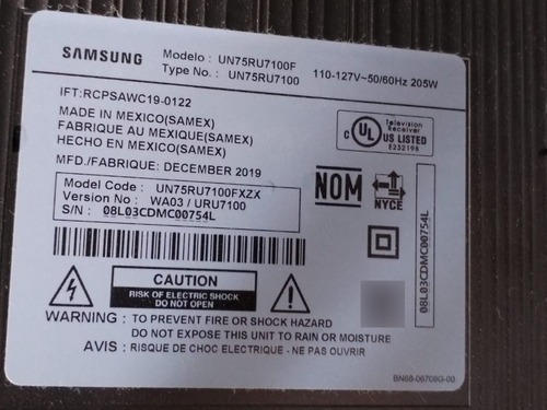 Tarjetas Tv Samsung Un75ru7100 (Usado)