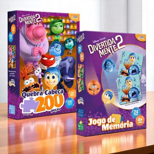 Kit Quebra-cabeça 200 Peças + Jogo Memória Divertidamente 2