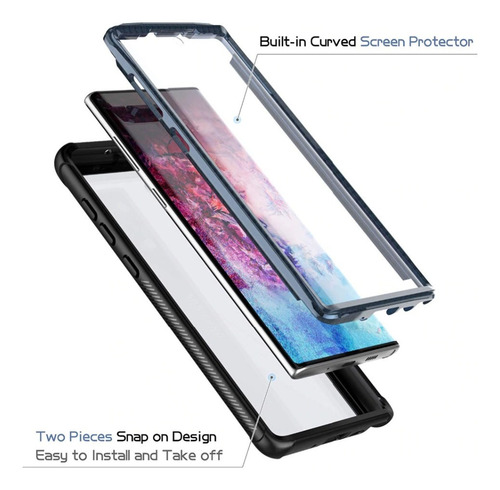 Imagem 3 de 3 de Capa Anti-impacto 360 Para Samsung Galaxy Note 10 Plus Preta
