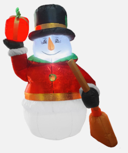 Figura Navideña Inflable Mini Muñeco Nieve Tela Satin 1.2m