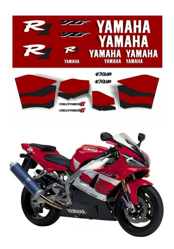 Kit Adesivos Moto Yamaha R1 2000 Vermelha Ca-00684