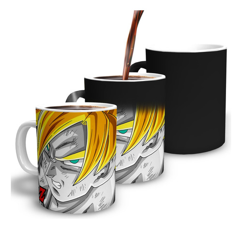 Taza Mágica De Goku Super Sayajin En Gris - Cerámica - Conda