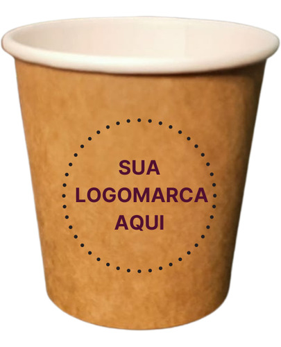 200un Copo Papel Bio Café 140ml Personalizado Cor Marrom