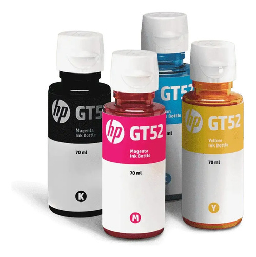 Pack De 4 Botellas De Tinta H P Gt53/gt52 Original Negro,cya