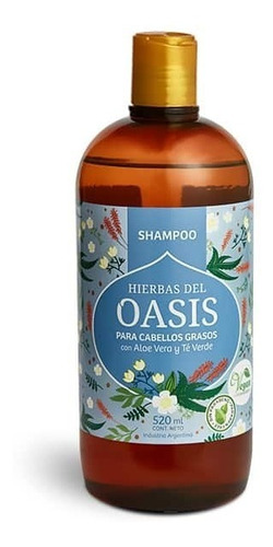 Imagen 1 de 2 de Shampoo Para Cabellos Grasos Con Aloe Vera Y Té Verde Hierbas Del Oasis Vegan Sin Parabenos