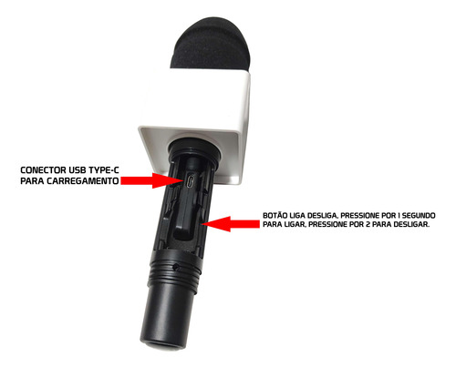 Microfone Tec7 Sem Fio Para Celular Com Entrada Lightning