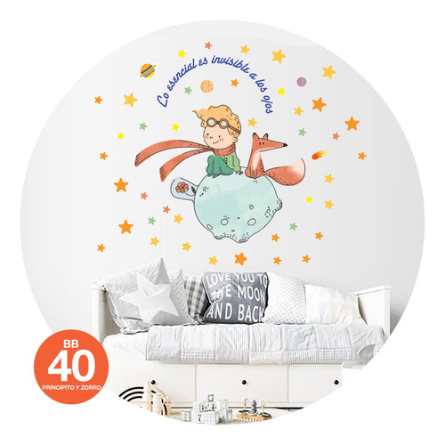 Vinilo Decorativo Infantil Principito  Zorro Estrellas