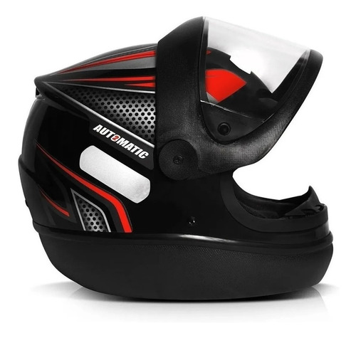 Imagem 1 de 4 de Capacete Automático Preto Com Vermelho Modelo San Marino