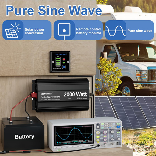 Inversor De Corriente 2000 W 12 V Cc A 110 120 V Ca 20 A