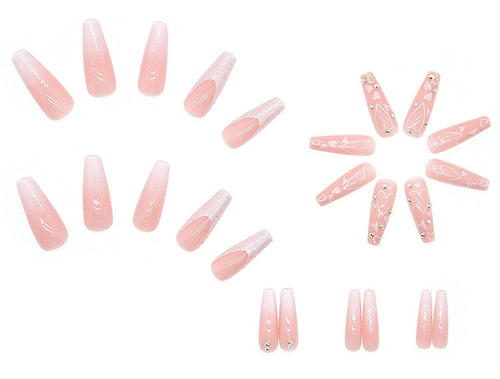 Foamee Lindo Prensa En Uñas Largo Ataúd Uñas Postizas Brillo